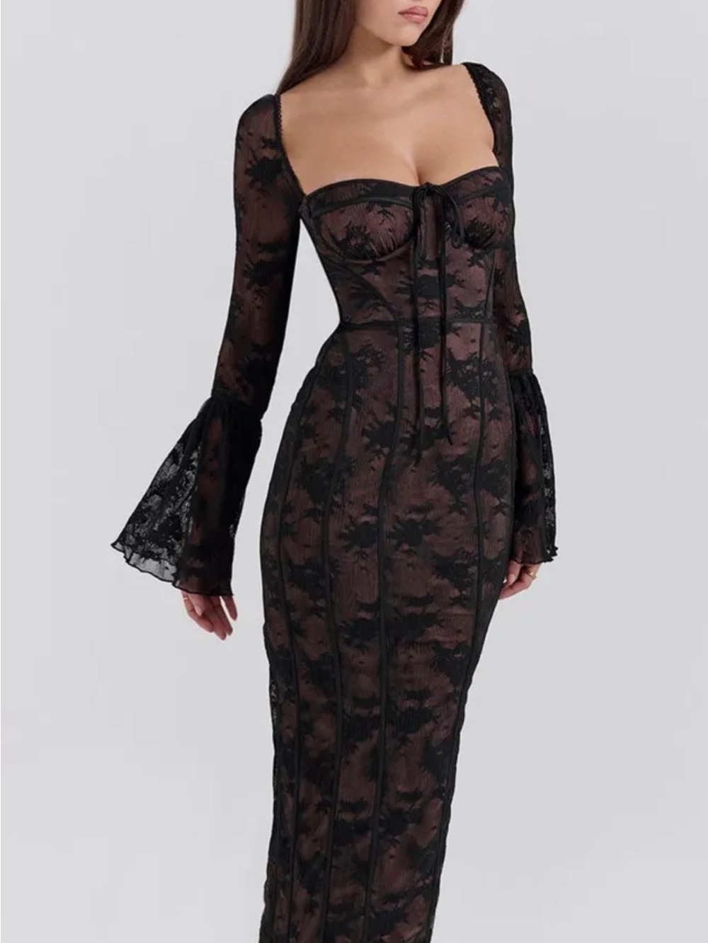 House of CB Black Delilah Lace Maxi Dress - Picture 3 of 7